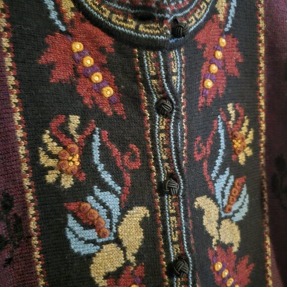 Nordic Design Purple Shetland Norwegian Printed Sweater Size L - Picture 3 of 6